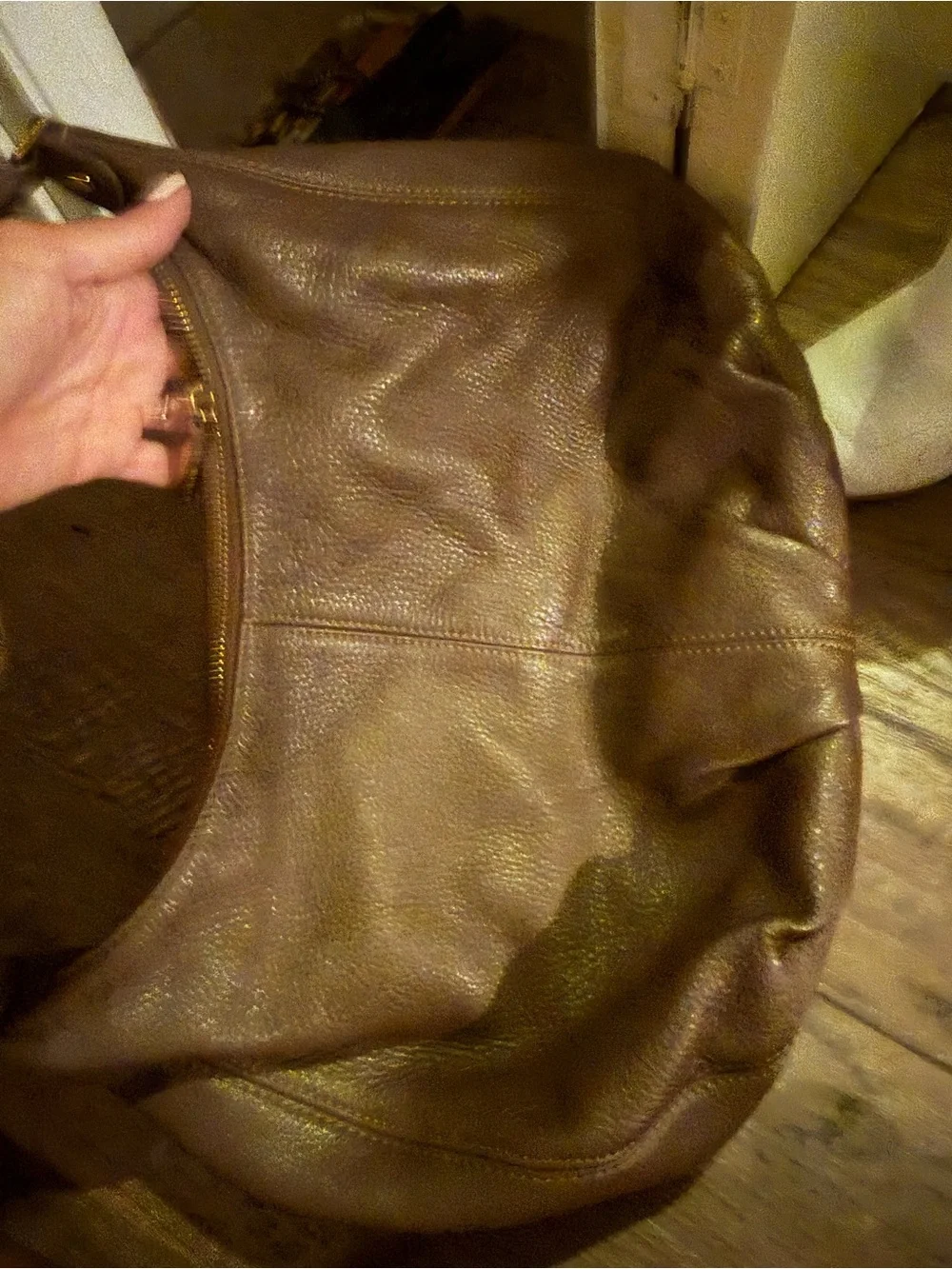 Tory Burch Chocolate Brown Pebbled Leather Hobo